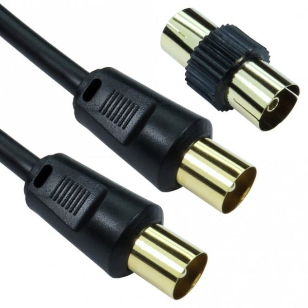CDL TV Aerial (M) to TV Aerial (M) Coaxial Cable 5m with Coupler Black