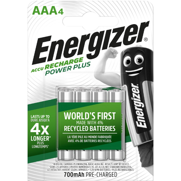 Energizer PowerPlus 700mAh AAA Rechargeable Battery (4-pack)