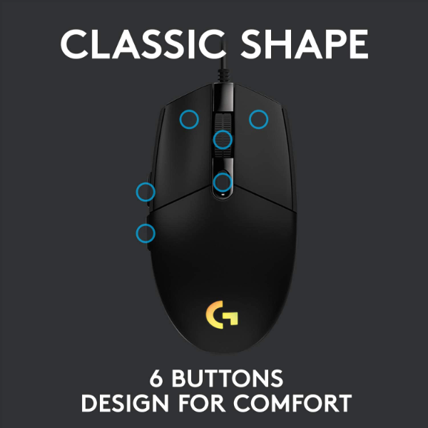 Logitech G203 Lightsync Gaming Mouse Black