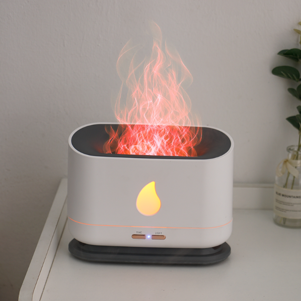 Aromatherapy Essential Oil Diffuser with Flame Effect White