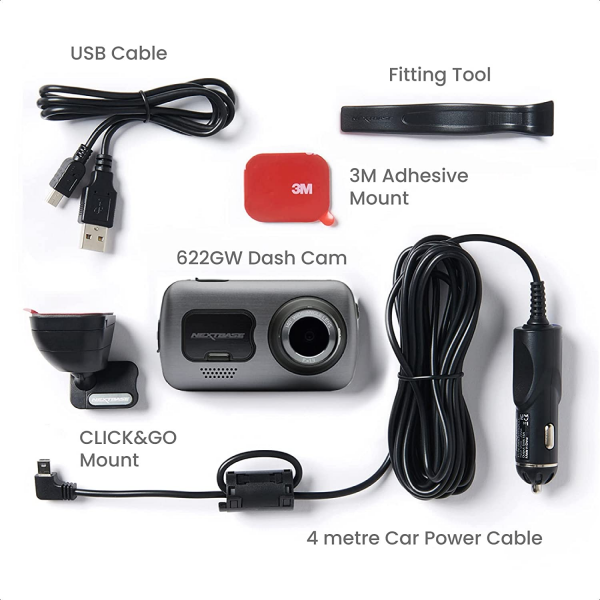 Nextbase 622GW 4K Ultra HD 140° GPS Front Dash Camera with 3 inch Touchscreen Display