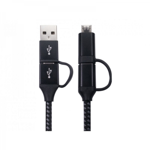 NEWlink 4-in-1 USB-C / USB-A to USB-C / Micro USB Braided Cable 1.5m Black