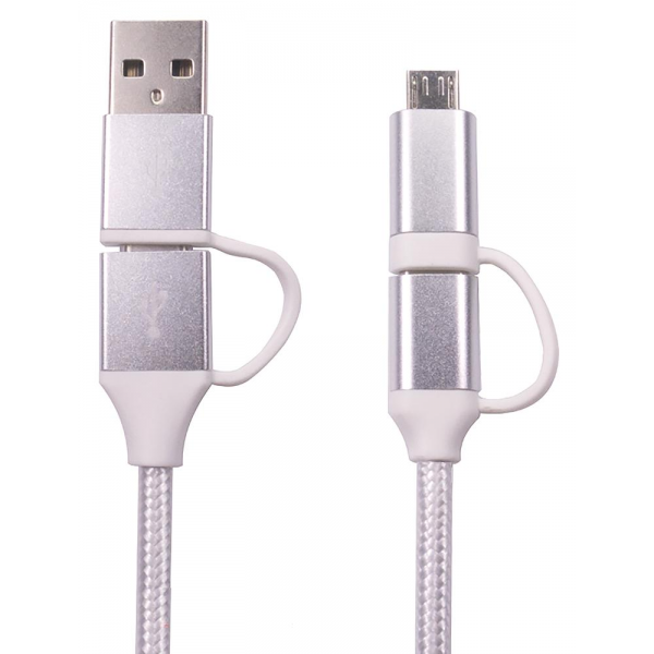 NEWlink 4-in-1 USB-C / USB-A to USB-C / Micro USB Braided Cable 1.5m White