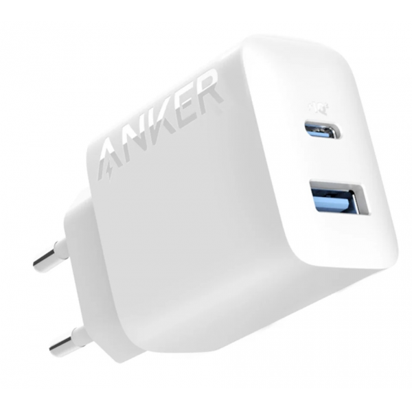 Anker 312 20W USB-C USB-A Power Adapter White