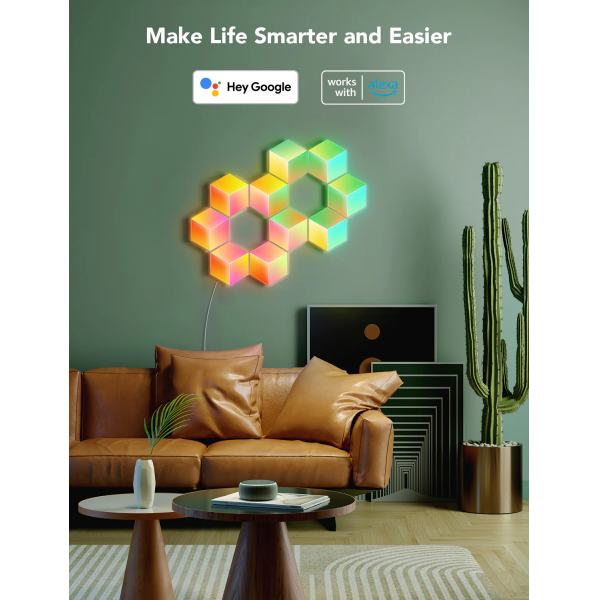 Govee Glide Hexa Pro Wi-Fi & Bluetooth Smart Light Panels (10-pack)