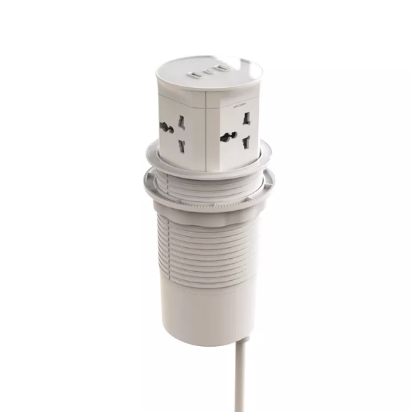 Pop Up Outlet Countertop 1x USB-C 2x USB-A 4x Universal Plugs Power Extension White