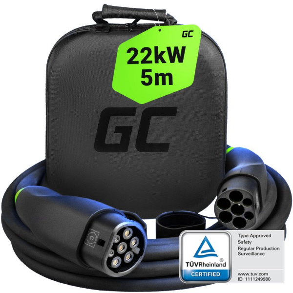 Green Cell Electric Vehicle Type 2 Charging Cable 22kW 5m