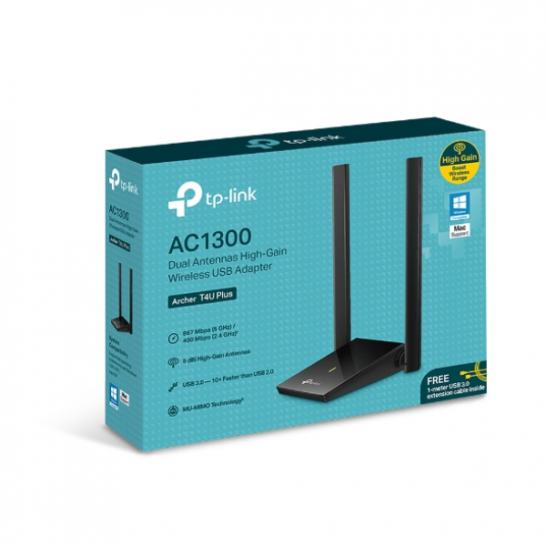 TP-Link Archer T4U Plus AC1300 High Gain USB Wi-Fi Adapter
