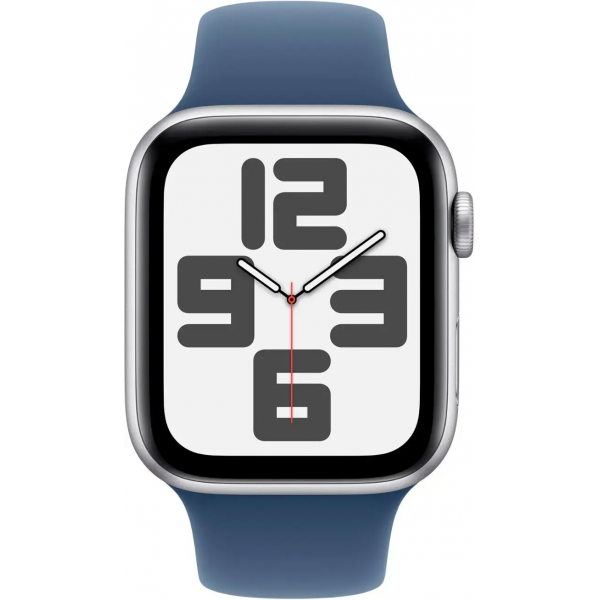Apple Watch SE (2024) GPS 44mm Silver Aluminium with Denim Blue Sport Band - M/L