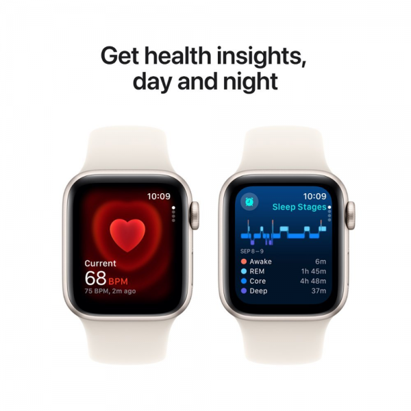 Apple Watch SE (2024) GPS 44mm Starlight Aluminium with Starlight Sport Band - M/L