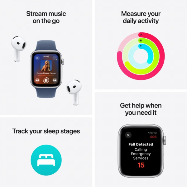 Apple Watch SE (2024) GPS 44mm Starlight Aluminium with Starlight Sport Band - M/L