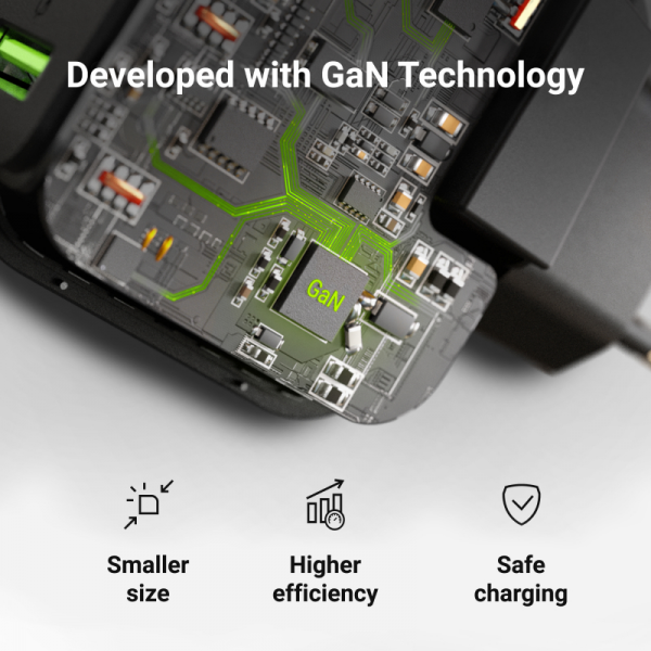 Green Cell 65W PowerGaN 2 xUSB-C 1 xUSB-A PSU Charger Power Supply
