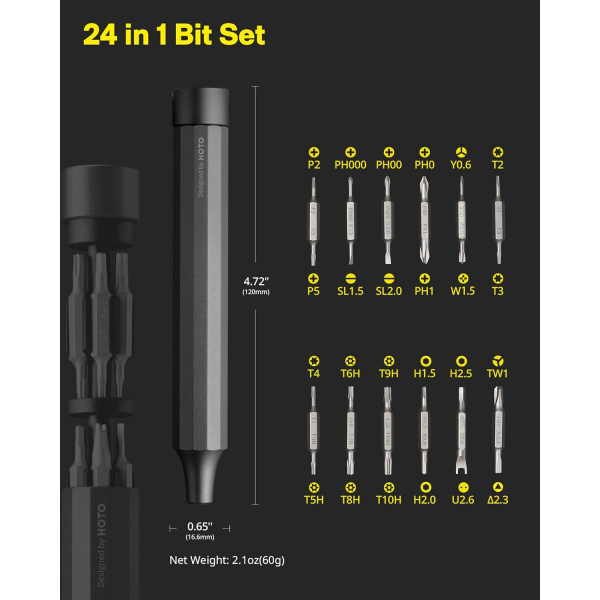 HOTO 24-in-1 Precision Screwdriver Gray (24pcs)