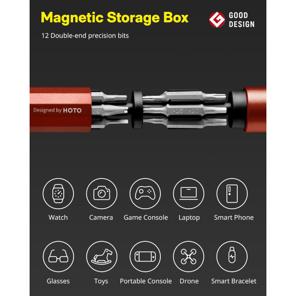 HOTO 24-in-1 Precision Screwdriver Red (24pcs)