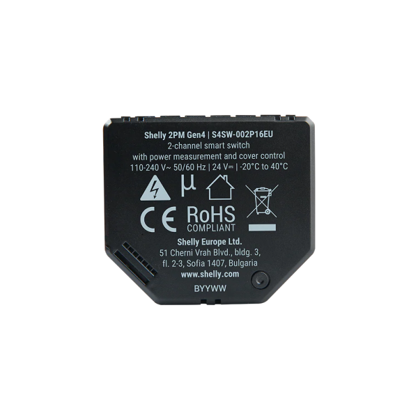 Shelly 2PM Gen4 Smart Switch with Power Monitoring 1-pack