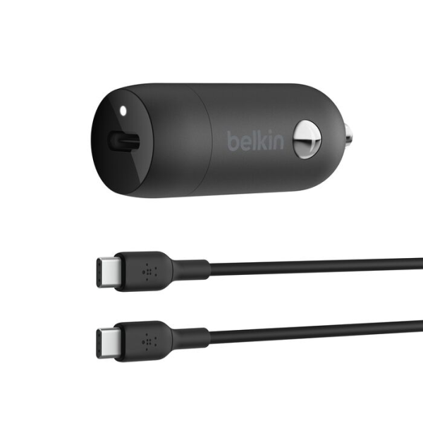 Belkin BoostCharge 30W USB-C Car Charger + USB-C Cable Black