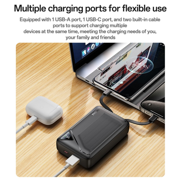 Yesido YP84 10000mAh 22.5W Powerbank with Retractable Cables