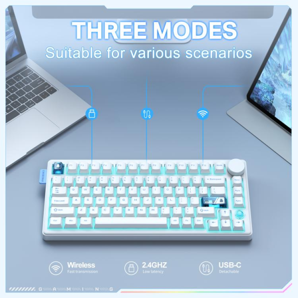 Onikuma MT706 RGB Backlit Wireless Keyboard White