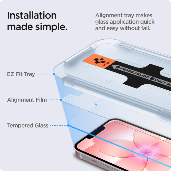 Spigen GLAS.tR EZ Fit Tempered Glass Screen Protector for iPhone 17e (2-pk)