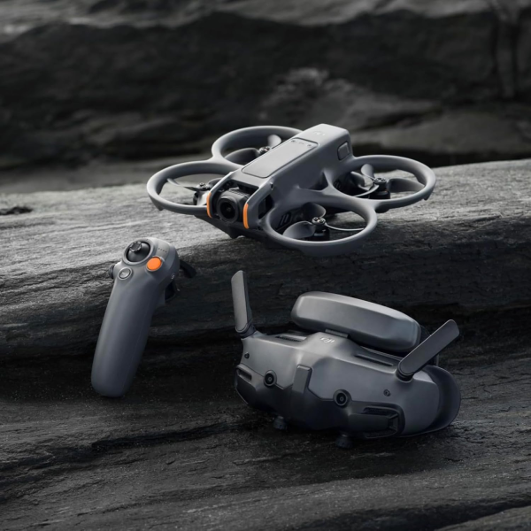 showing the drone, controller and headset