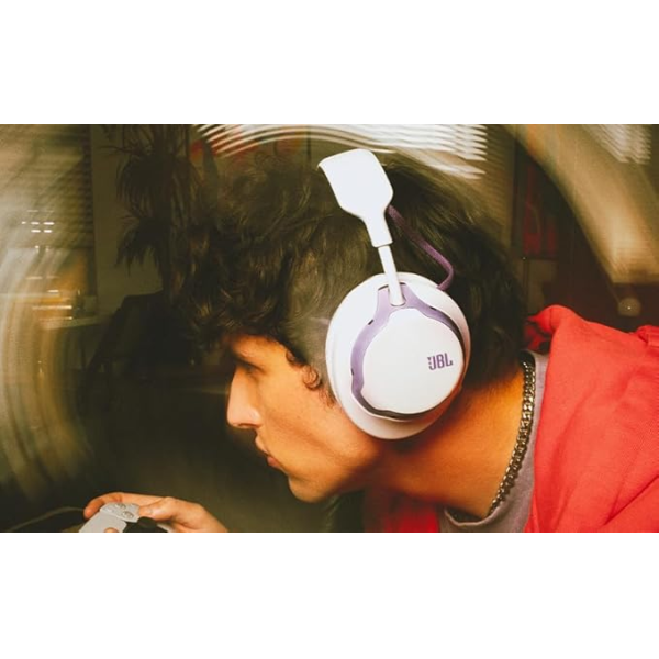 person playing with the headphones