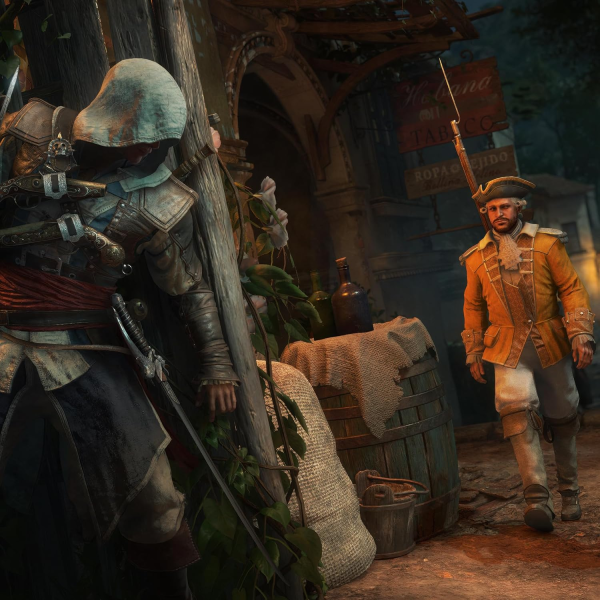 scene from the game sneaking before a guard