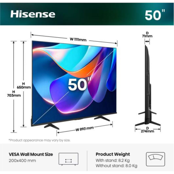 Dimensions of the Tv